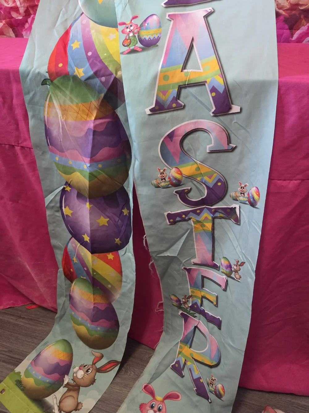Happy Easter Long Banner with Colorful Easter Eggs